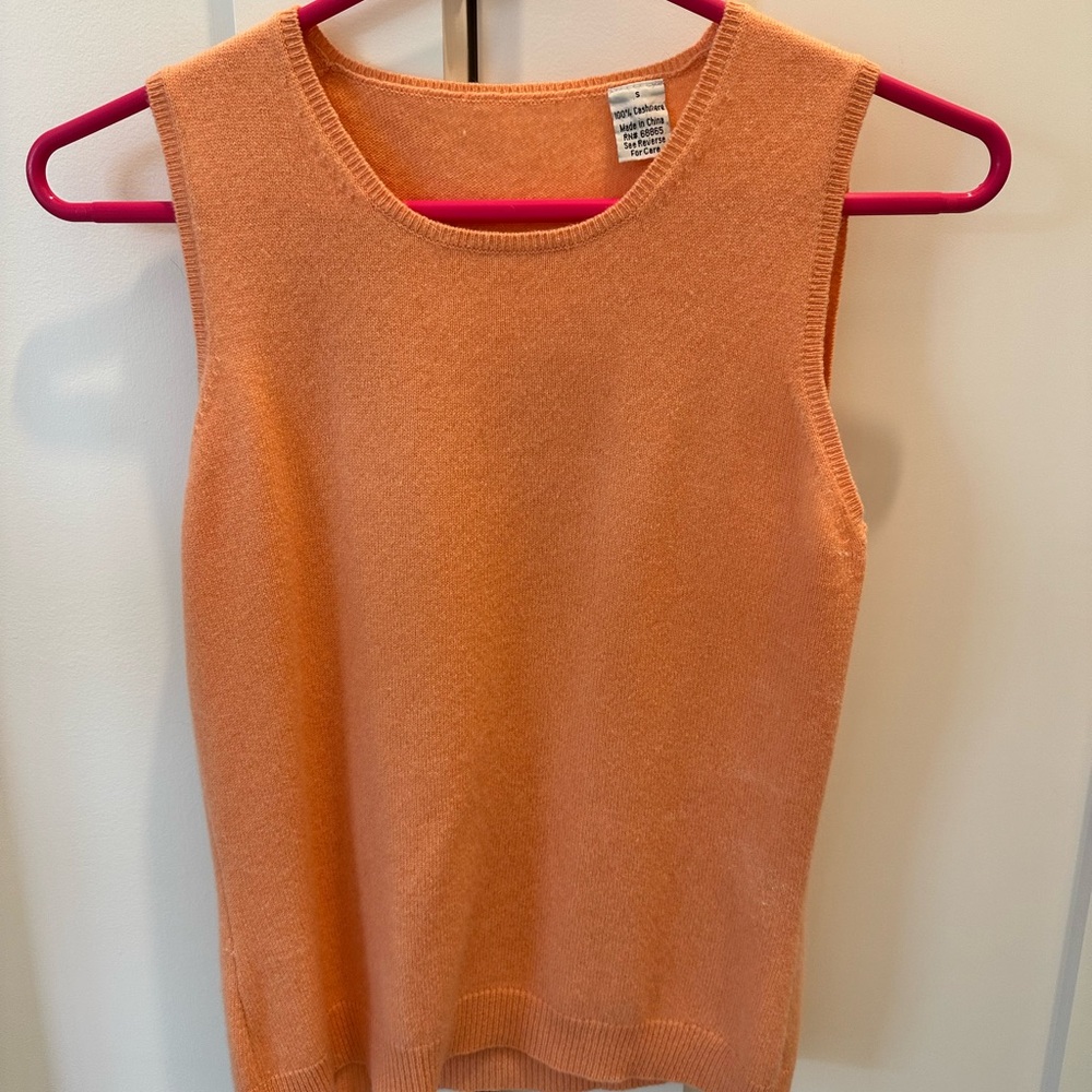 Barney’s New York Peach Sleeveless Cashmere Shell